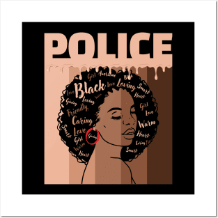 Black Women Police Afro Melanin of Black History Month Posters and Art